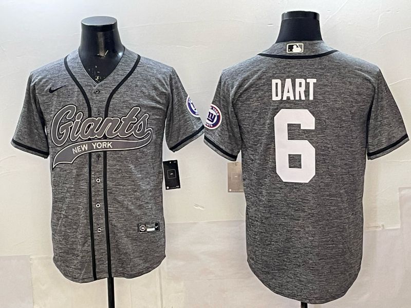 Men 2025 New York Giants #6 Dart Grey Joint Name Nike Limited NFL Jersey 01